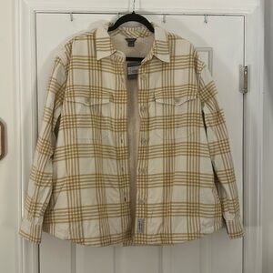 Cream and yellow Flannel Shacket with Sherpa Lining from Eddie Bauer. Size XL.